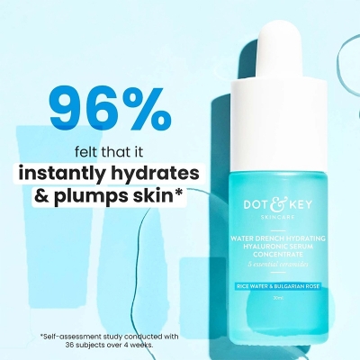 Picture of Dot & Key Hydrating Hyaluronic Acid Serum With Vitamin C + E | For Plump, Glowing Skin | Face Serum for Dry Skin, Oily & Normal Skin | With Ceramide & Acai Berry | 30 ml