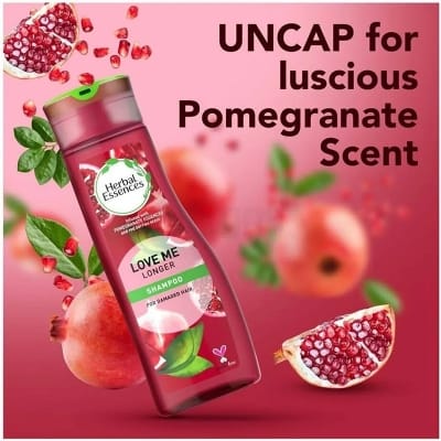 Picture of Herbal Essences Love Me Longer Shampoo Infused with Pomegranate Essences and Red Berries Scent for Damaged Hair 400ml