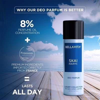 Picture of Bella Vita Luxury SKAI Aquatic Body Parfum 150ml | No Gas Deodorant for Men & Women