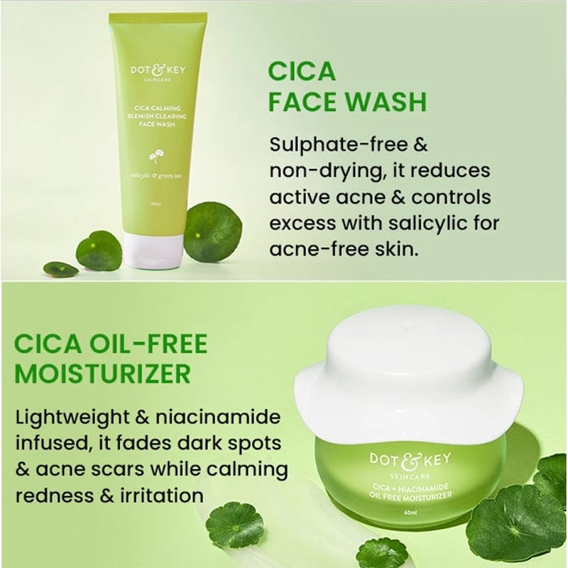 Picture of Dot and key Cica Calming Face wash and moisturizer combo