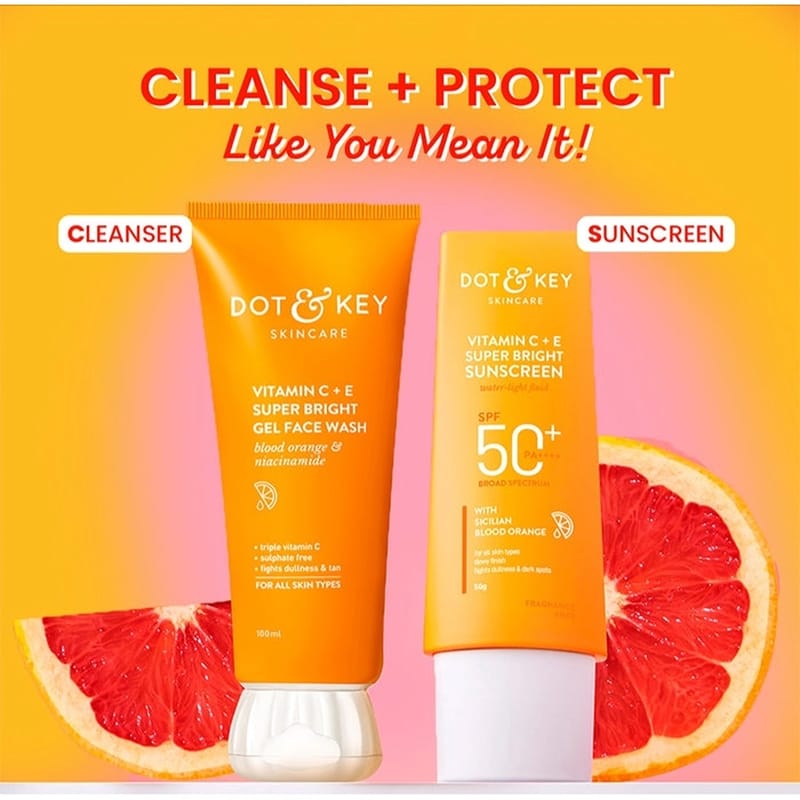 Picture of Dot and key Vitamin c+e Super bright face wash and Sunscreen combo