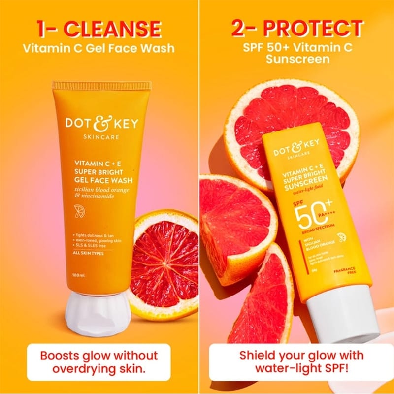 Picture of Dot and key Vitamin c+e Super bright face wash and Sunscreen combo