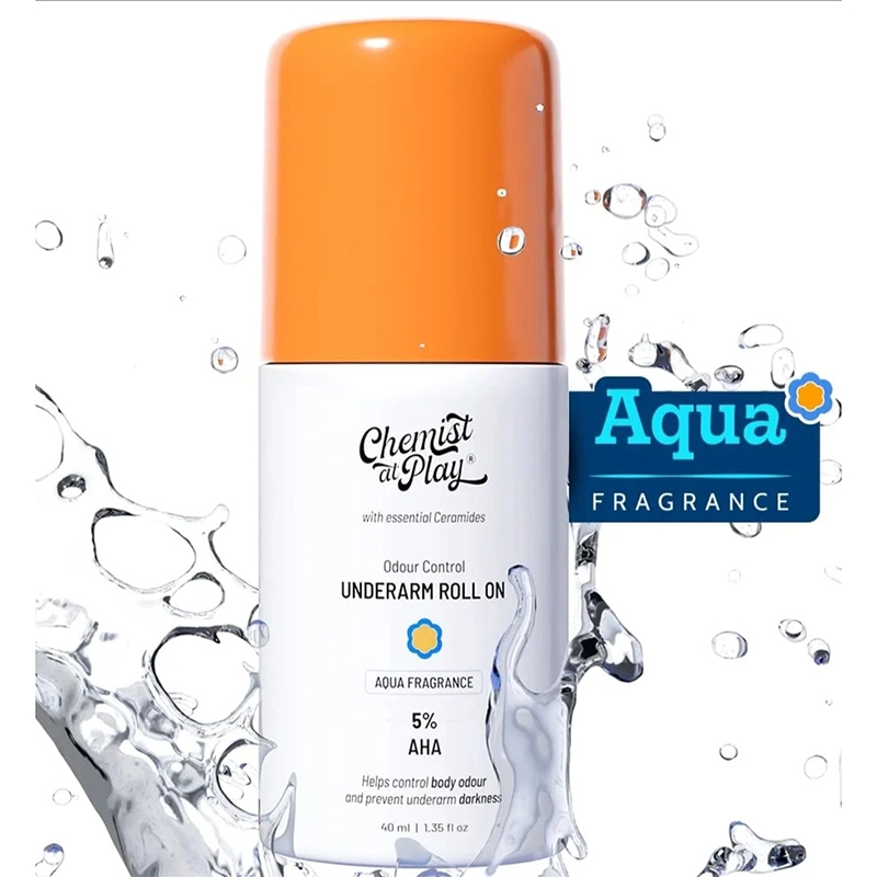 Picture of Chemist at Play UnderArm Roll-On with 5% AHA, Lactic Acid & 1% Mandelic Acid | Prevents Body Odour, Brightens Skin & Exfoliates Underarm For Sensitive Skin | Aqua Fragrance | Alcohol Free - 40ml