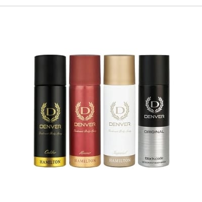 Picture of DENVER Black Code Nano, Caliber Nano, Honor Nano & Imperial Nano Deo - 150 ML Each (Combo Pack of 4) | Long Lasting Deodorant Body Spray for Men