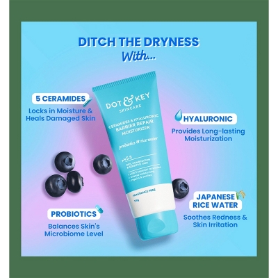 Picture of Dot And Key Barrier Repair Intense Moisturizer With 5 Ceramides & Hyaluronic | Shea Butter, Deep Moisturizing Repairs Skin Barrier, Locks In Moisture, Heals Dryness, Softens & Plumps Skin 100g