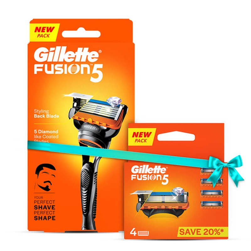 Picture of Gillette Fusion 5 Razor and Blade 4pcs with Styling Black Blade & 5 Diamond Like Coated Blades combo set
