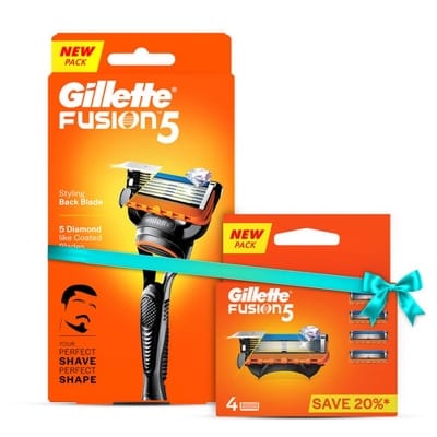 Picture of Gillette Fusion 5 Razor and Blade 4pcs with Styling Black Blade & 5 Diamond Like Coated Blades combo set