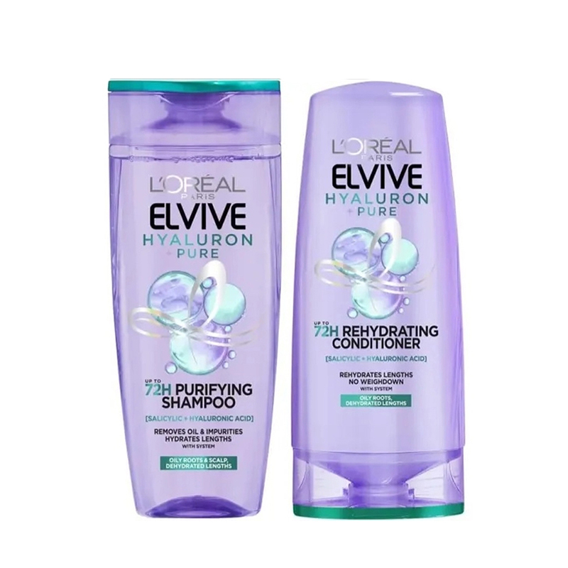 Picture of LOreal Paris L'Oreal Elvive Hyaluron Pure Shampoo 400ml + Elvive Hyaluron Pure Conditioner 360ml