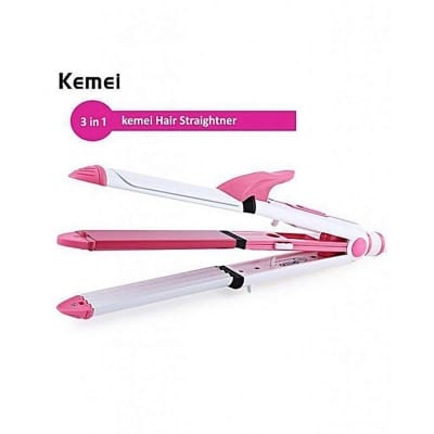 Picture of Kemei Km 1291 Ceramic Professional 3 In 1 Electric Hair Straightener Curler Styler And Crimper