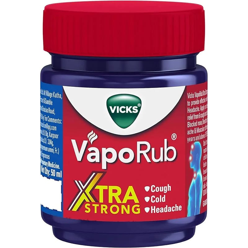 Picture of Vicks Xtra Strong Vaporub Relieves 6 Cold Symptoms (Indian) - 50Ml