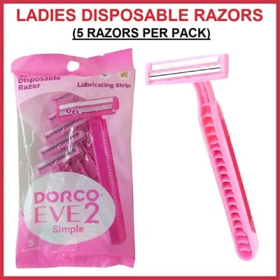 Picture of DORCO EVE 2 Twin Blade Disposable Body Razor for Women (5 Razors Pack)