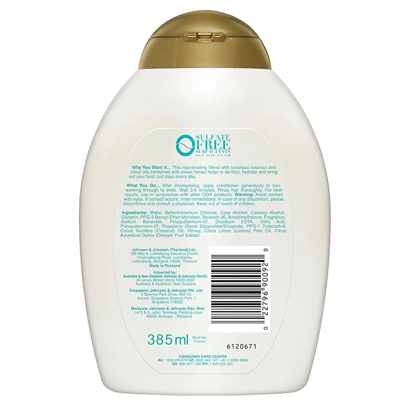 Picture of Ogx Quenching + Coconut Curls Conditioner For Curly Hair 385mL