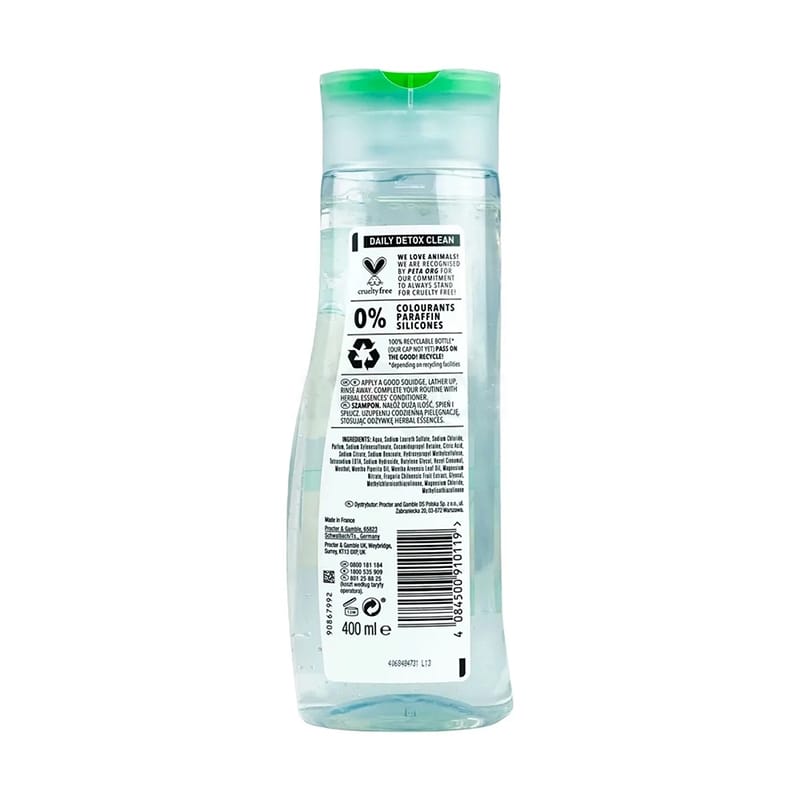 Picture of Herbal Essences Daily Detox Clean Shampoo with Golden Raspberry & Mint Essences for All Hair Types 400ml