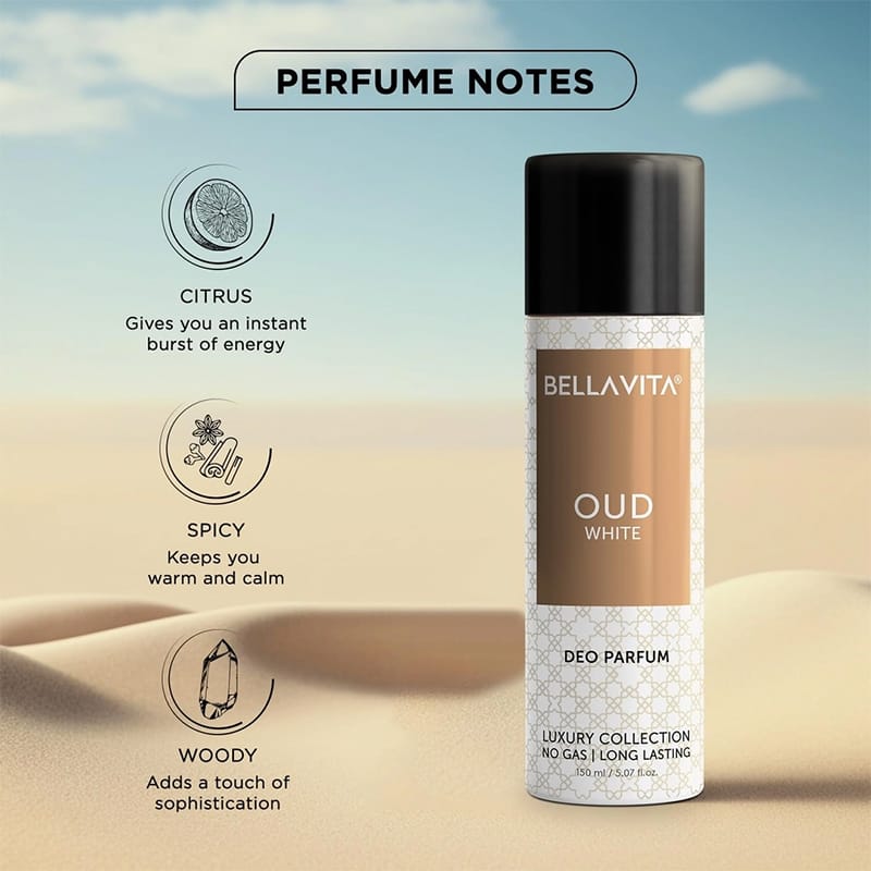 Picture of Bella Vita Luxury Oud White Body Deo 150ml | No Gas Deo for Man and Woman
