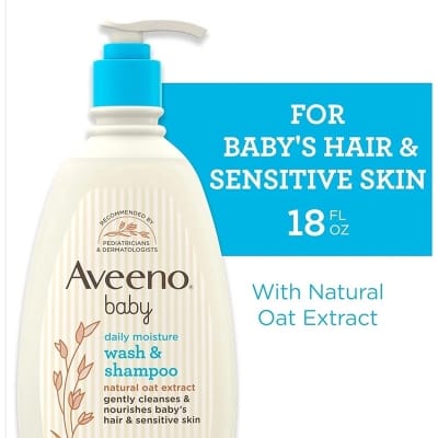Picture of Aveeno Baby Daily Moisture Gentle Body Wash & Shampoo with Oat Extract, 2-in-1 Baby Bath Wash & Hair Shampoo 532ml