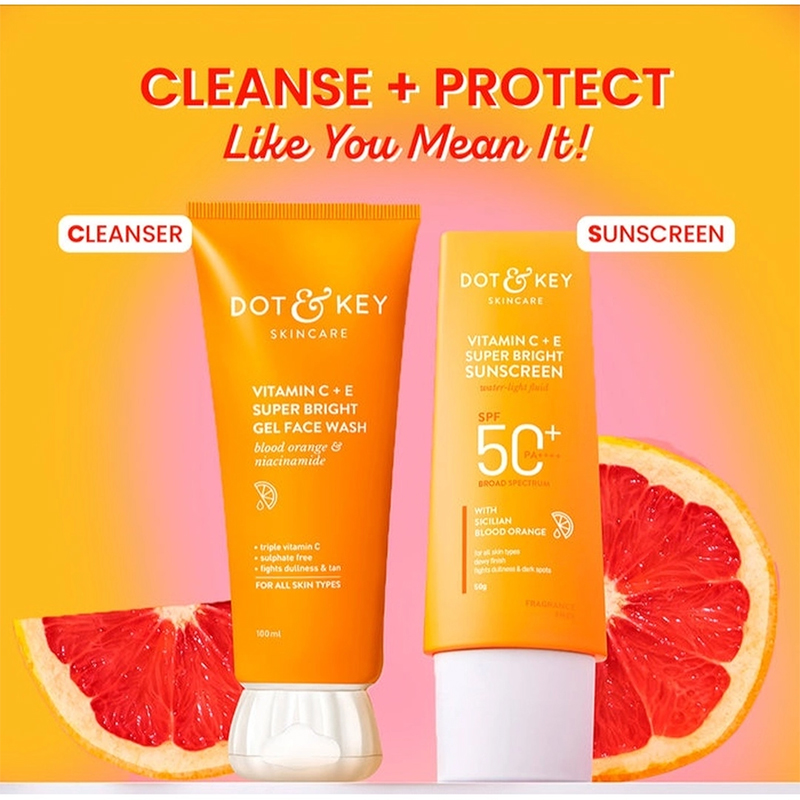Picture of Dot and key Vitamin c+e Super bright face wash and Sunscreen combo