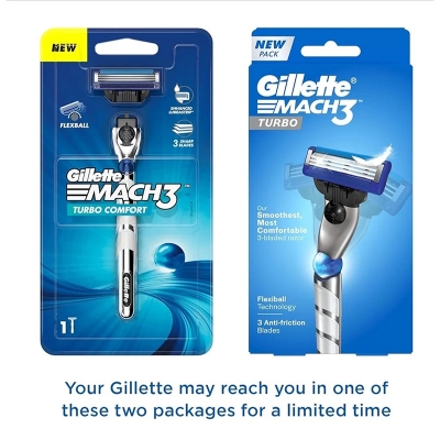 Picture of Gillette Mach 3 Turbo Shaving Razor for Men | Most Comfortable Shave | Flexiball & Dynamic Pivot for Safe Shave | Anti-Friction Blades & Lubricating Strip for smooth shave and sensitive skin