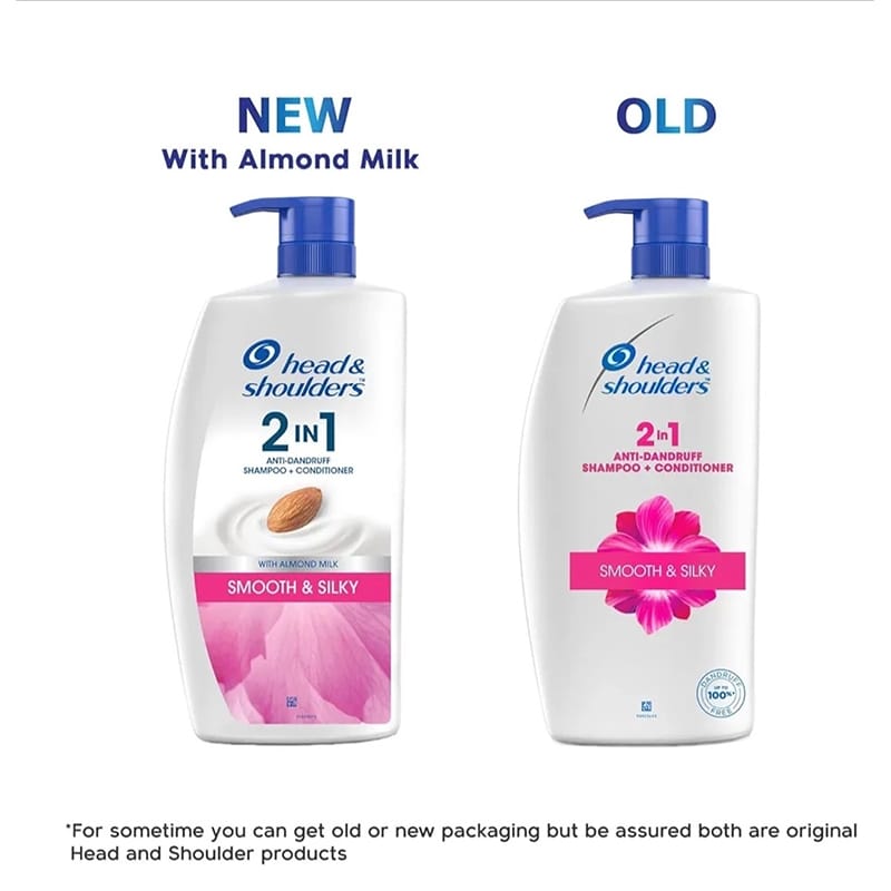Picture of Head & Shoulders 2-in-1 Smooth and Silky Anti Dandruff Shampoo + Conditioner for Women & Men, With Almond Milk (1 L)