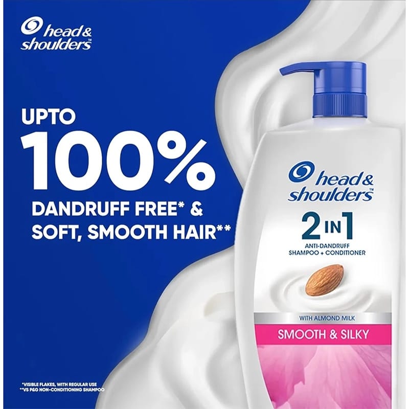 Picture of Head & Shoulders 2-in-1 Smooth and Silky Anti Dandruff Shampoo + Conditioner for Women & Men, With Almond Milk (1 L)