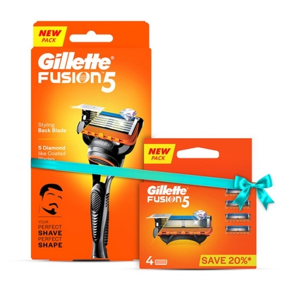 Picture of Gillette Fusion 5 Razor and Blade 4pcs with Styling Black Blade & 5 Diamond Like Coated Blades combo set