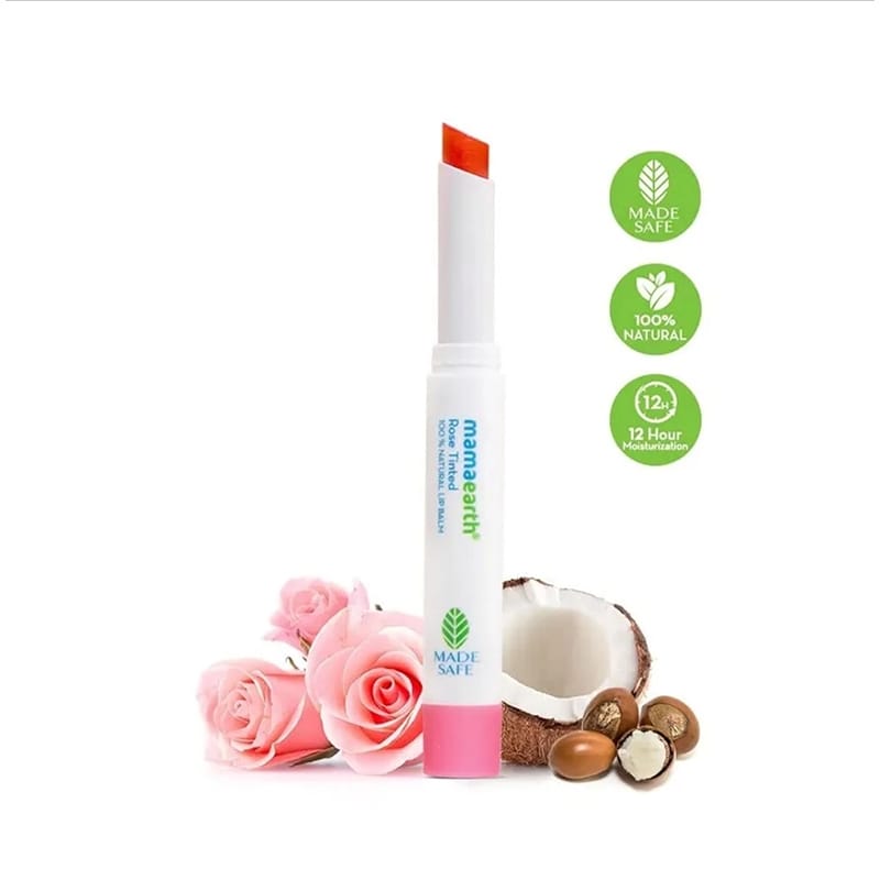Picture of Mamaearth Nourishing Rose Tinted Natural Lip Balm | 12 Hour Moisturizing with Castor & Rose Oil | Relieves Dry, Cracked Lips & Makes Lips Soft & Supple
