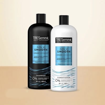 Picture of Tresemme Silky And Smooth Argan Oil Shampoo And Conditioner Set For Frizzy Hair, 828 ml