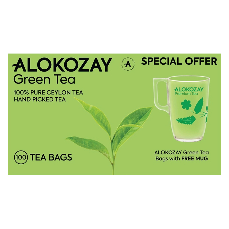 Picture of Alokozay Green Tea - 100 Tea Bags + Free Mug
