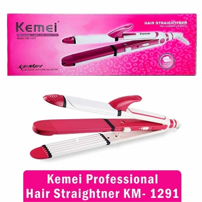 Picture of Kemei Km 1291 Ceramic Professional 3 In 1 Electric Hair Straightener Curler Styler And Crimper