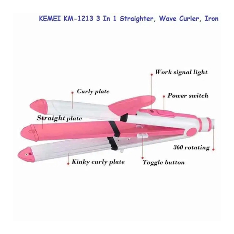 Picture of Kemei Km-1213 Professional Ceramic Coating 3 In 1 Hair Iron Curler Curling Iron Hair Styling