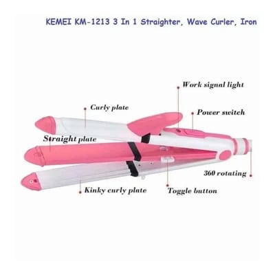 Picture of Kemei Km-1213 Professional Ceramic Coating 3 In 1 Hair Iron Curler Curling Iron Hair Styling