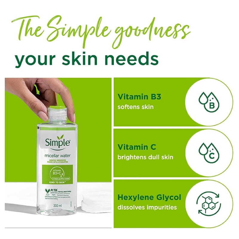Picture of Simple Micellar Water Gently Removes Make Up & Hydrates - 2000Ml