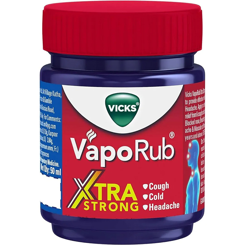Picture of Vicks Xtra Strong Vaporub Relieves 6 Cold Symptoms (Indian) - 50Ml