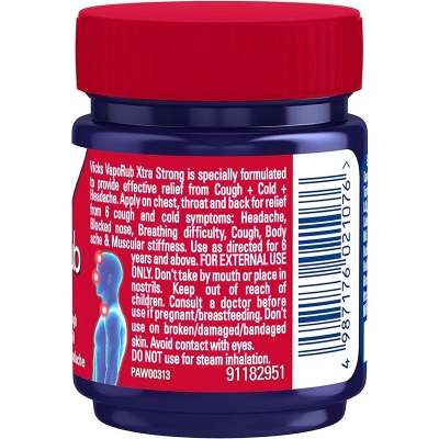 Picture of Vicks Xtra Strong Vaporub Relieves 6 Cold Symptoms (Indian) - 50Ml