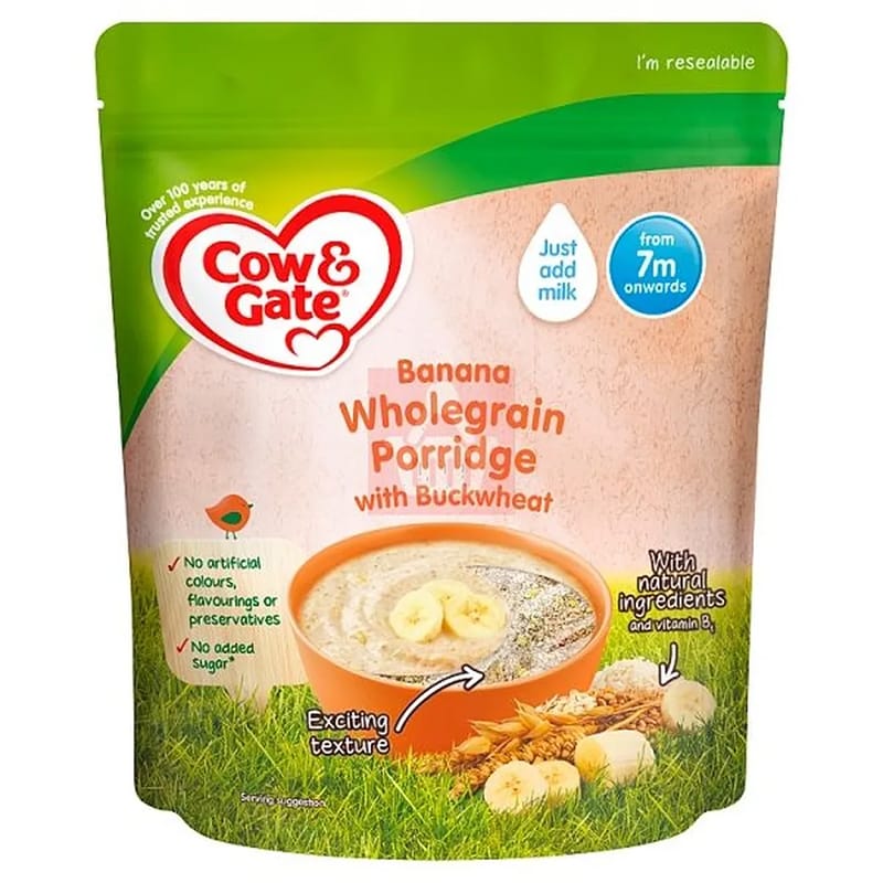 Picture of Cow & Gate Banana Wholegrain Porridge With Buckwheat 7 Month - 200Gm