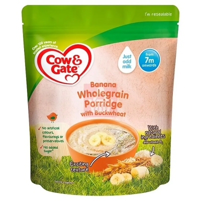 Picture of Cow & Gate Banana Wholegrain Porridge With Buckwheat 7 Month - 200Gm