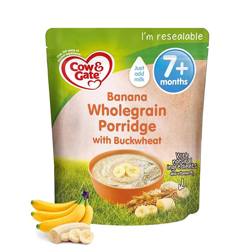 Picture of Cow & Gate Banana Wholegrain Porridge With Buckwheat 7 Month - 200Gm