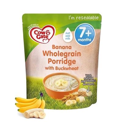 Picture of Cow & Gate Banana Wholegrain Porridge With Buckwheat 7 Month - 200Gm