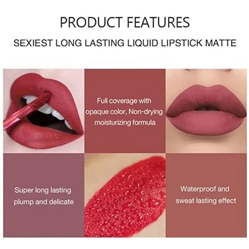 Picture of Handaiyan Matte Liquid Lipstick Waterproof Non Stick Cup Lipgloss Gift Set 6*2.5Ml Pack