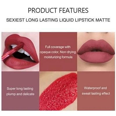 Picture of Handaiyan Matte Liquid Lipstick Waterproof Non Stick Cup Lipgloss Gift Set 6*2.5Ml Pack