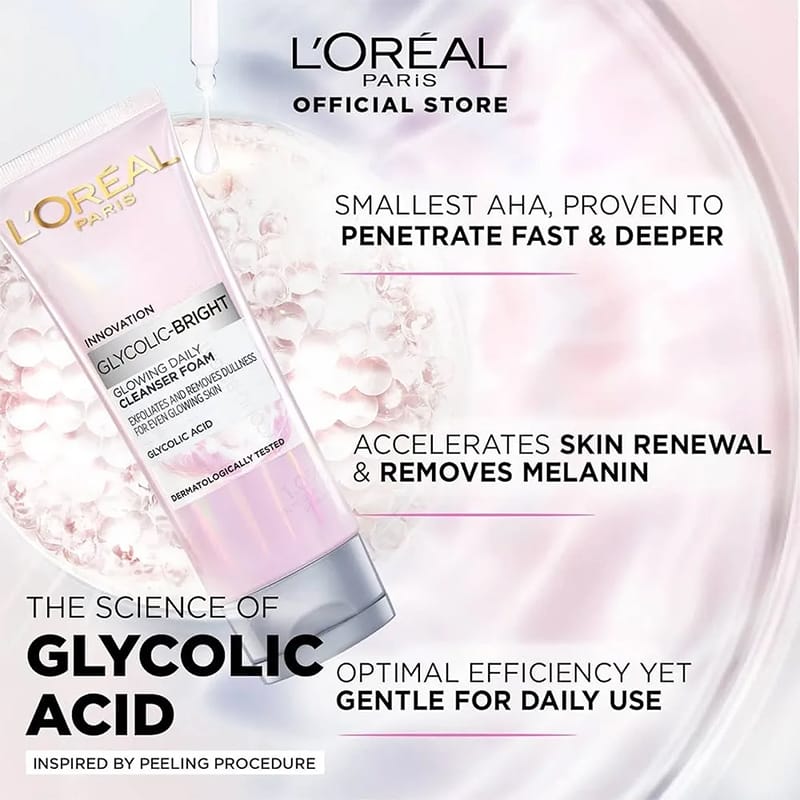 Picture of Loreal Innovation Glycolic Bright Glowing Daily Cleanser Foam - 100Ml