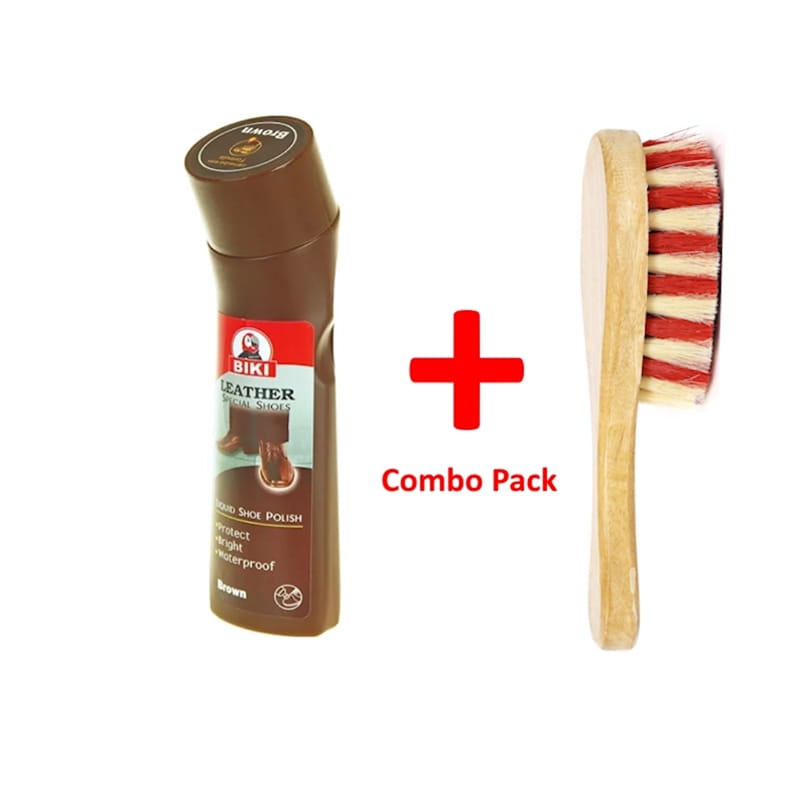 Picture of Biki Leather Special Shoes Liquid Shoe Polish With Brush Combo Pack - 75Ml