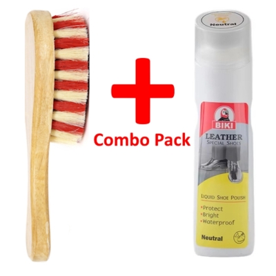 Picture of Biki Leather Special Shoes Liquid Shoe Polish With Brush Combo Pack - 75Ml