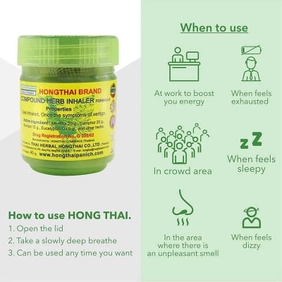 Picture of Hong Thai Authentic Thai Herbal Inhaler Natural Cold & Flu Relief, Energy Boosting, 2.5Gm