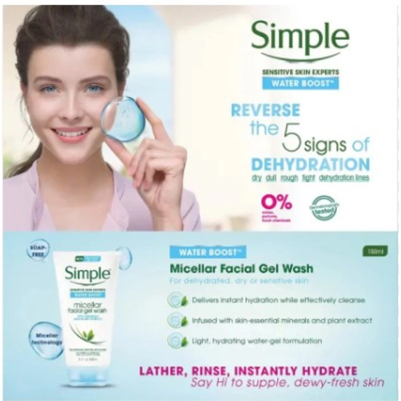 Picture of International UK product Simple micellar facial gel wash used for male/ female - 150 ml e