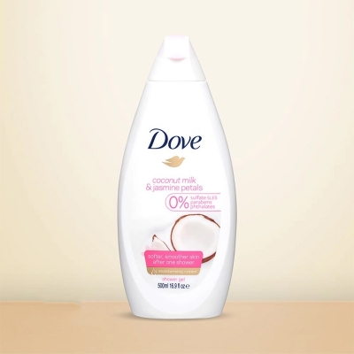 Picture of International NETHERLANDS product Dove Coconut Milk & Jasmine shower gel body wash used for male/ female - 500 ml