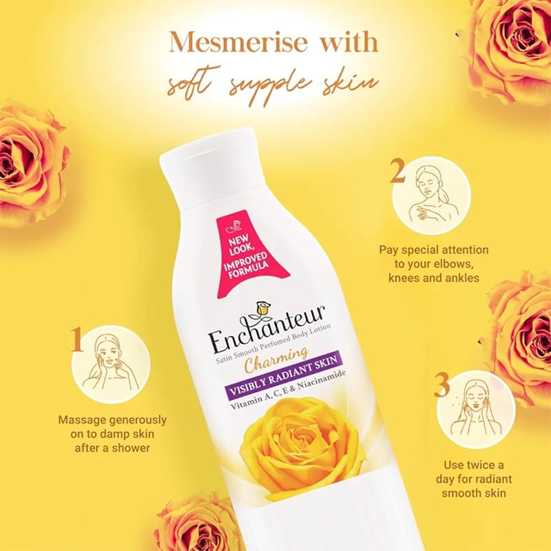 Picture of International Malaysian Product Enchanteur Perfume Body lotion Charming Satin Smooth Aloe vera & Olive butter For used Male/female 250 Ml