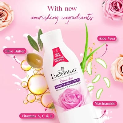 Picture of International Malaysian product Enchanteur Perfume Body lotion Romantic Satin Smooth Aloe vera & Olive butter for used male /male 250 Ml