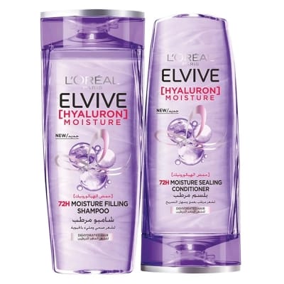 Picture of International Egypt Product L'OREAL PARIS Elvive Hyaluron Moisture Shampoo For 400ML+ Conditioner 360ML For Frizzy & Dehydrated Hair Used For Male /Female -400+360ml