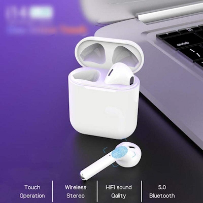 Picture of TWS i12 Bluetooth Headphone with Small LED Indicator - White