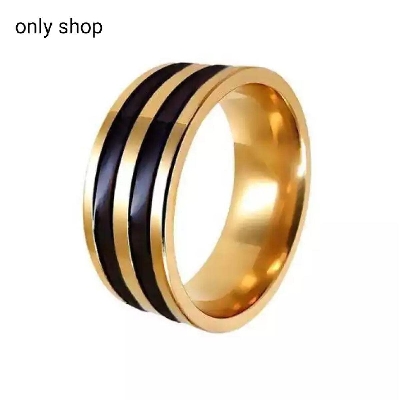 Picture of black stainless steel finger rings for men - Gold